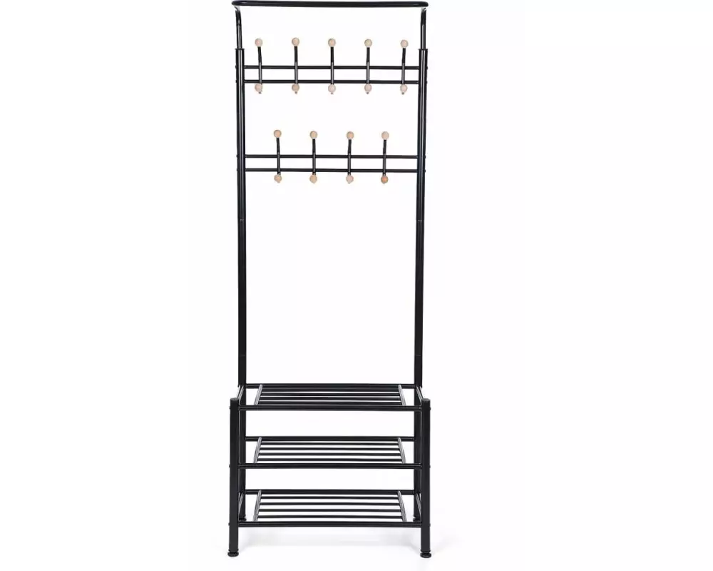 Songmics Garderobenständer mit 18 Haken 187 cm, Schwarz