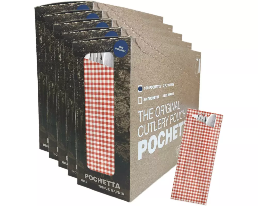 Pochetta Einweg-Besteckset Heimat, 500 Stück, Rot / Weiss