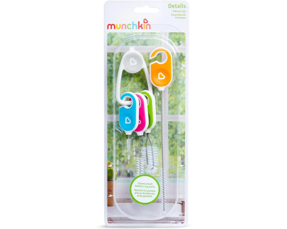 Munchkin Reinigungsbürste Reinigungsbürsten 4-teilig, Weiss Blau