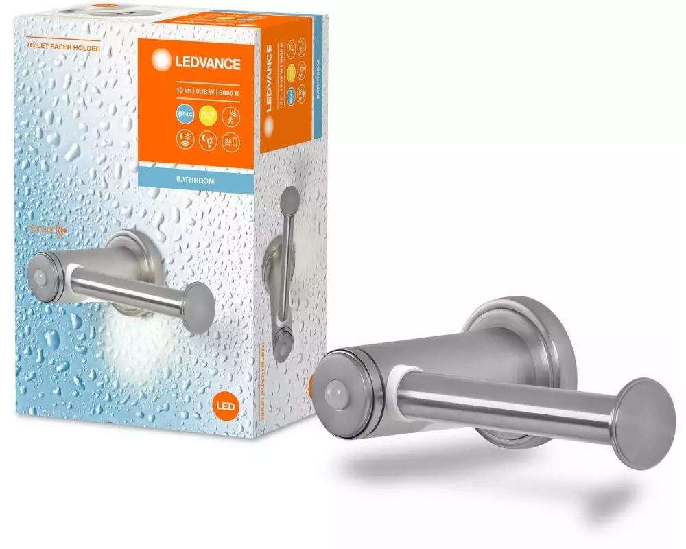 Ledvance Toilettenpapierhalter mit Beleuchtung, 3000K, Silber