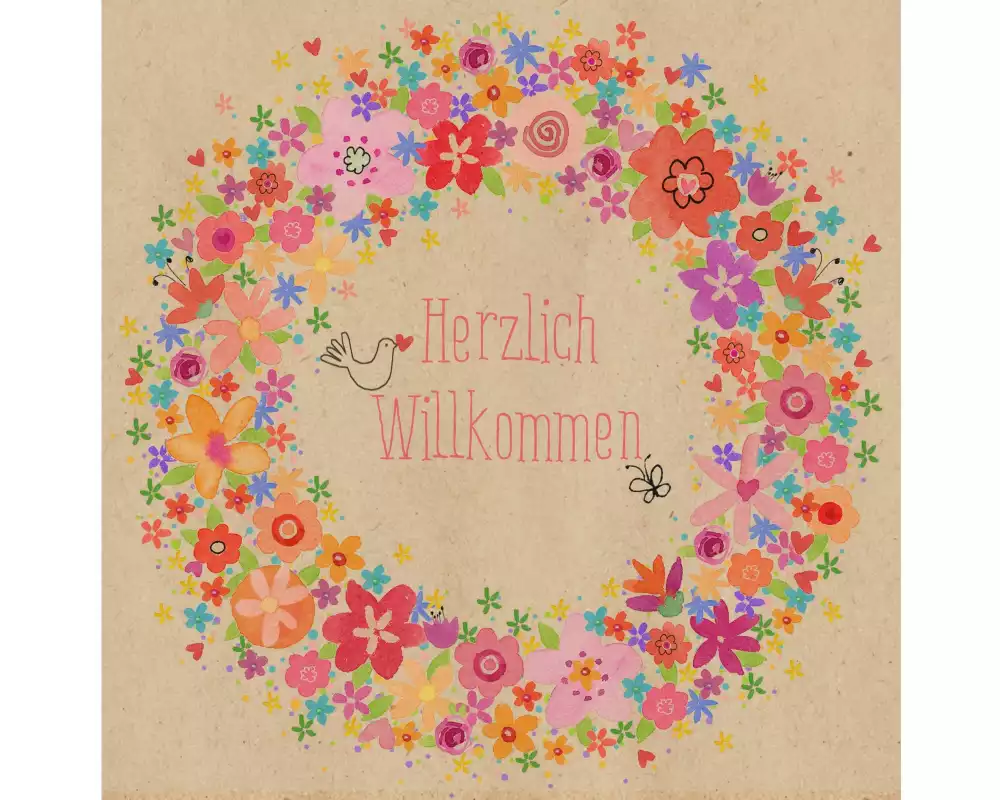 Braun + Company Papierservietten Buntes Willkommen, 33 cm x 33 cm, 20 Stück