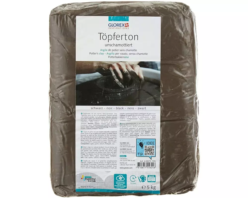 Glorex Töpferton 5 kg Schwarz