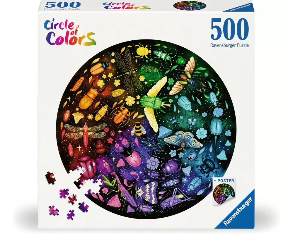 Ravensburger Puzzle Circle of colors – Insects 500 Teile, rund