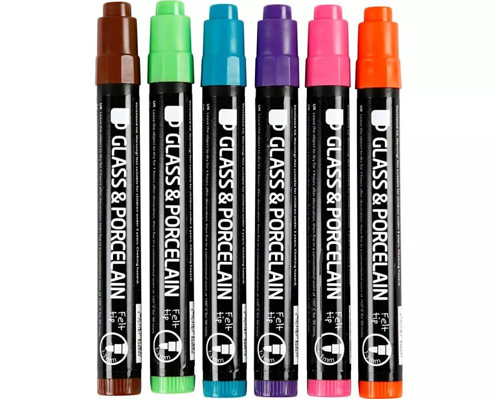 Creativ Company Porzellan- und Glasmarker 1-3 mm, halbdeckend, 6 Stück