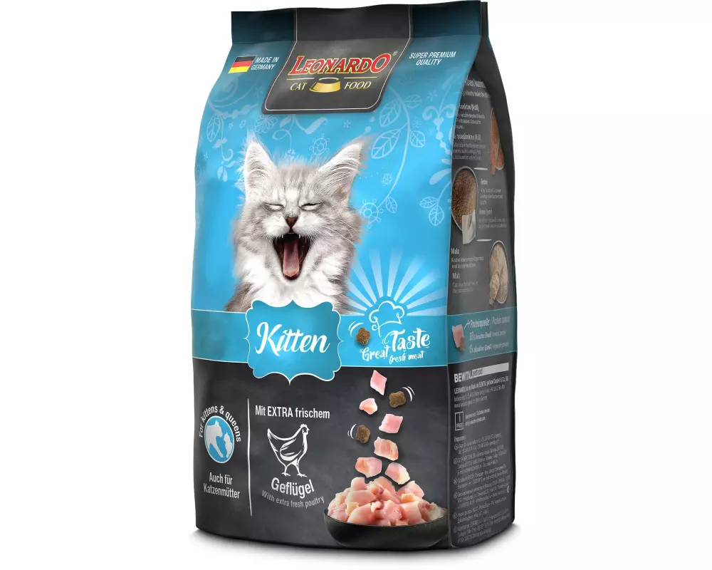 Leonardo Cat Food Trockenfutter Kitten Geflügel, 300 g