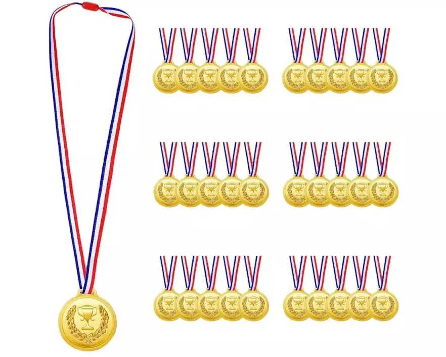 alldoro 30 Medaillen für Kinder Gold, 30-teilig, Kunststoff
