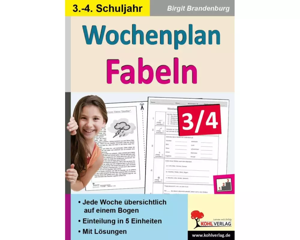 Wochenplan Fabeln / Klasse 3-4