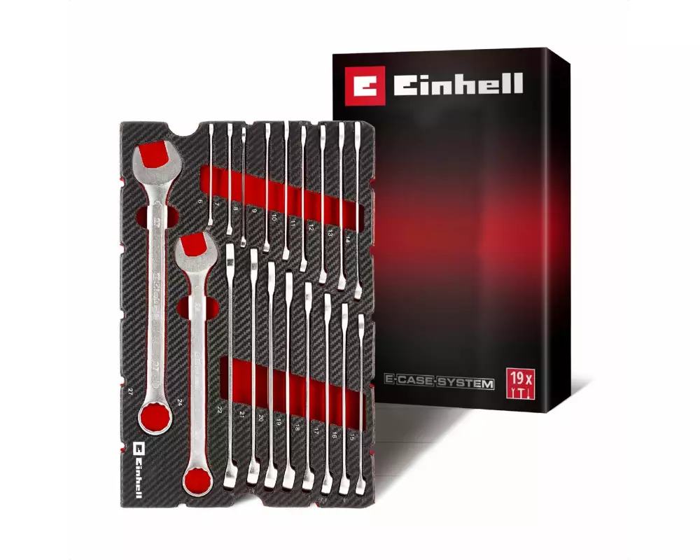Einhell Einleger E-Case Gabelringschlüssel-Set, 19-teilig,