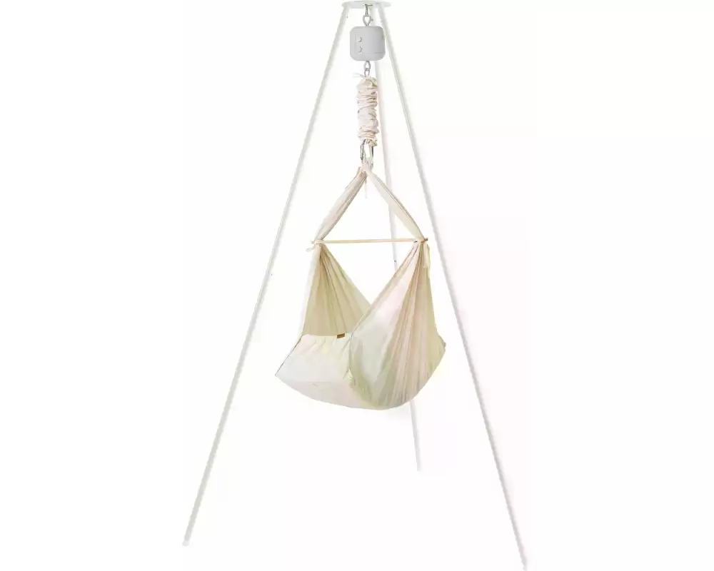 Membantu Babyhängematte Set Ständer Basic White/Nature/Grey