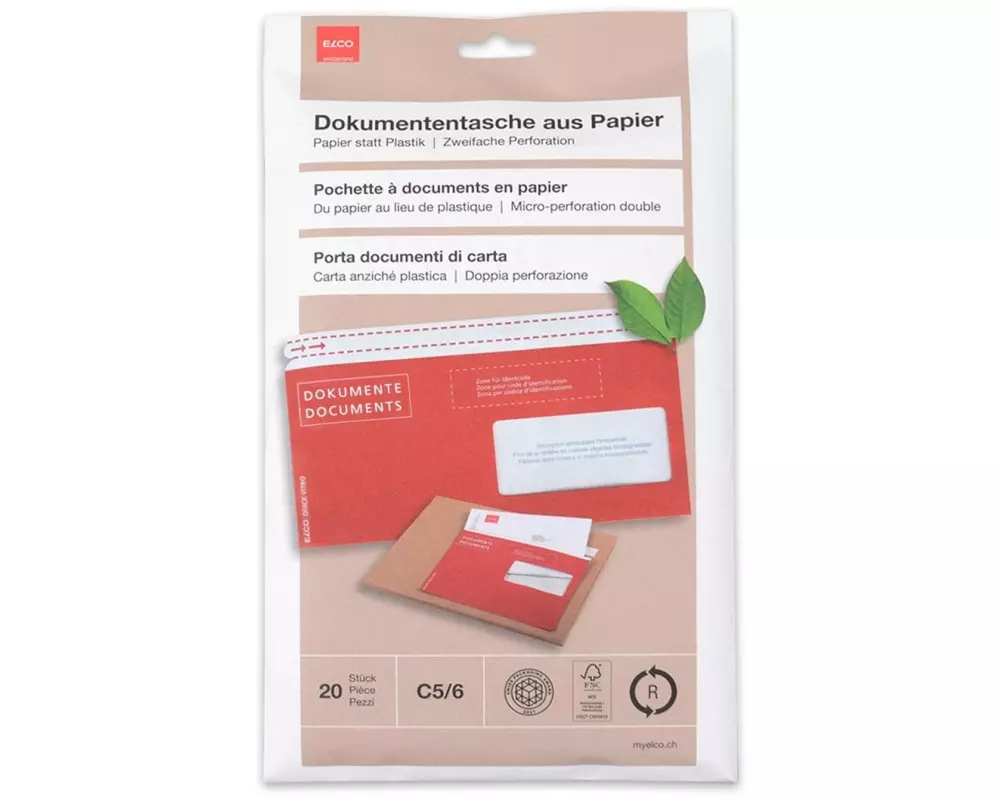 ELCO Dokumententasche C5/6 Fenster rechts 20 Stück