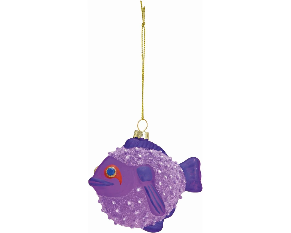 G. Wurm Weihnachtskugel Igelfisch 11 x 8 x 6 cm, Lila