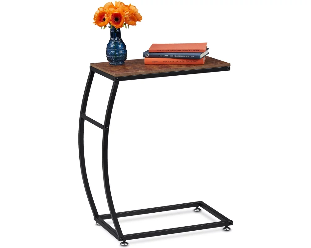 relaxdays Beistelltisch Industrial 47.5 cm x 58.5 cm, Schwarz/Braun