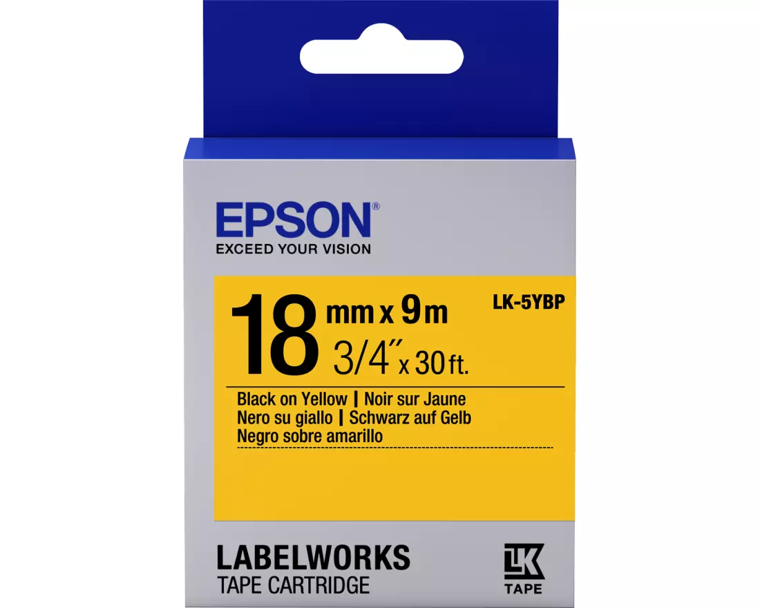 Epson LK-5YBP Label Etikette Schwarz auf gelb