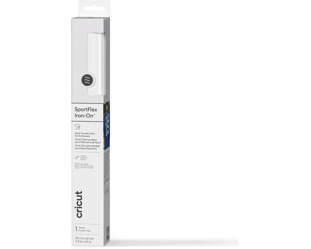 Cricut Aufbügelfolie Sportflex Iron-On 30 x 61 cm, Weiss
