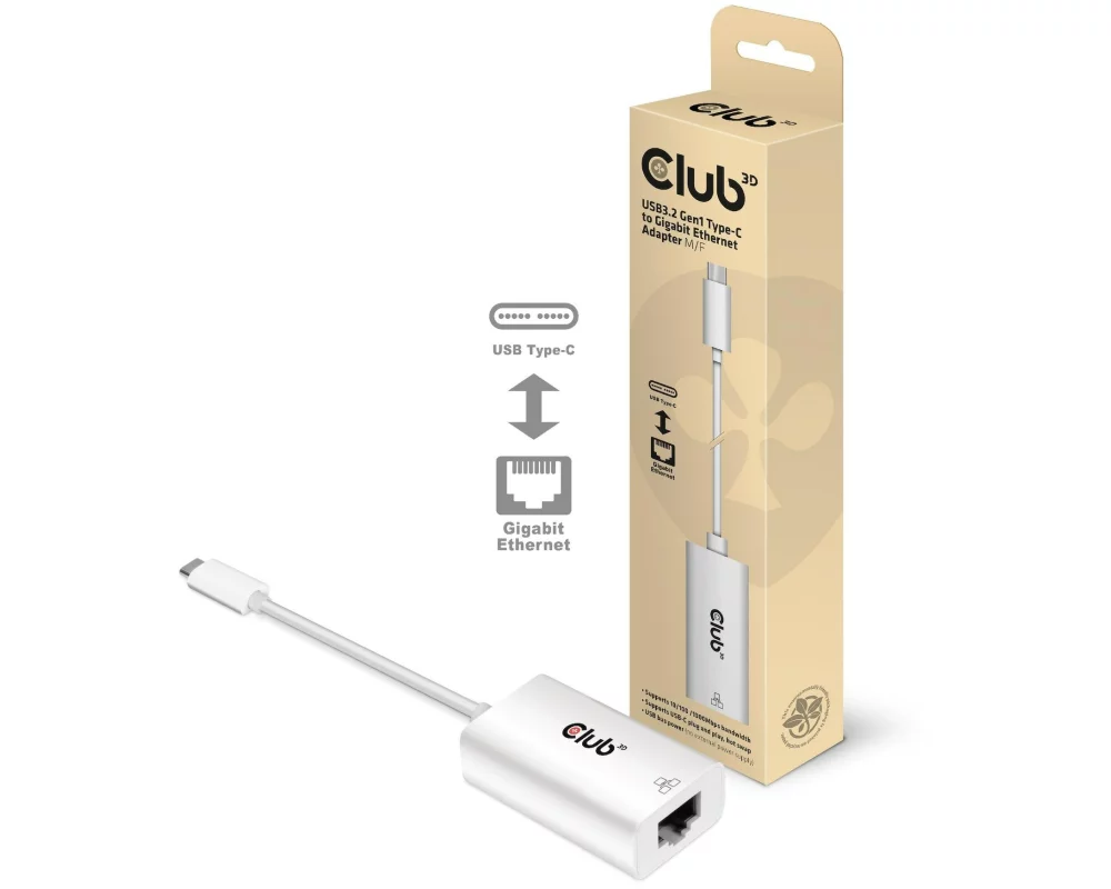 Club 3D Netzwerk-Adapter USB 3.2 Type-C – RJ-45 USB Typ-C