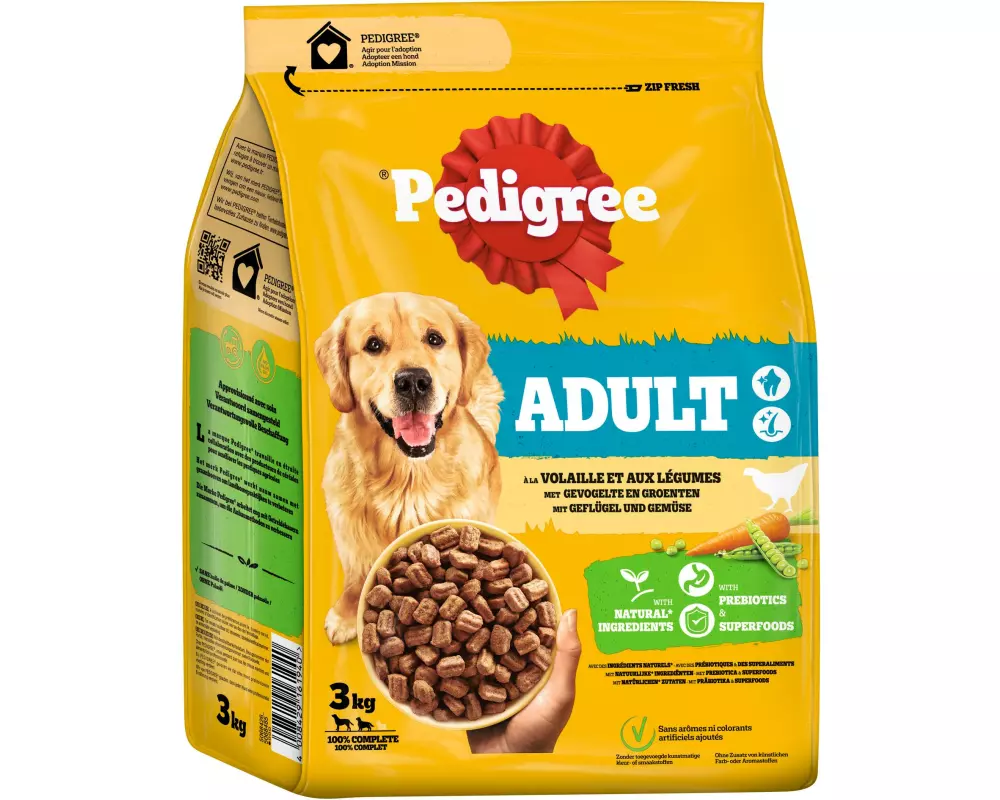 Pedigree Trockenfutter Adult Geflügel und Gemüse, 3 kg