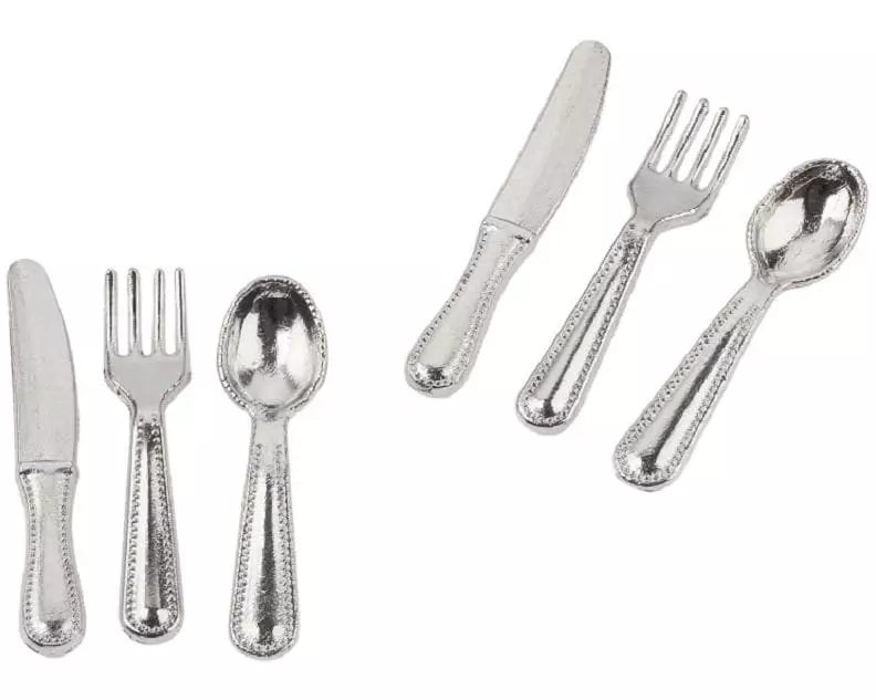 HobbyFun Mini-Utensilien Besteck 12-teilig Silber