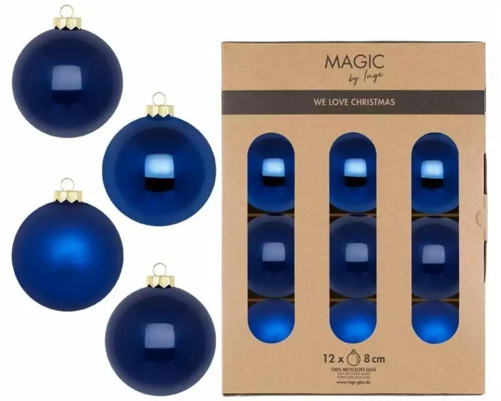 INGES CHRISTMAS DECOR Weihnachtskugel Royal Blue 12 Stück, Blau