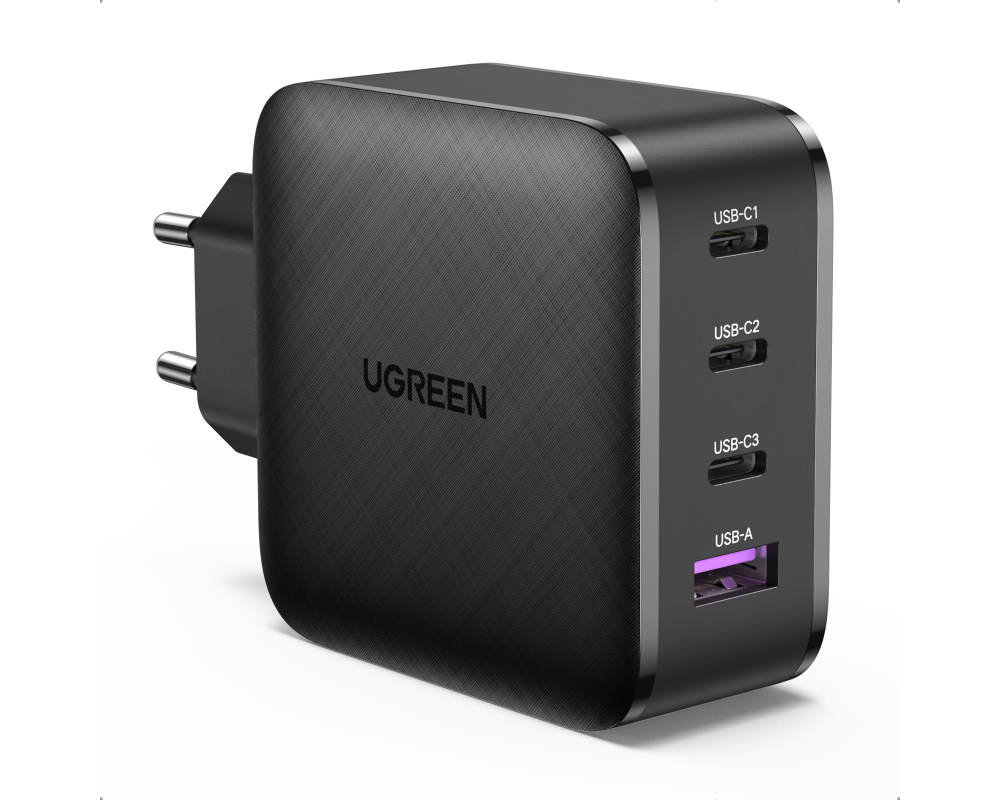 UGREEN USB Wall Charger 65W 4-Port 70774 PD GaN 3xUSB-C,1xUSB-A,Black