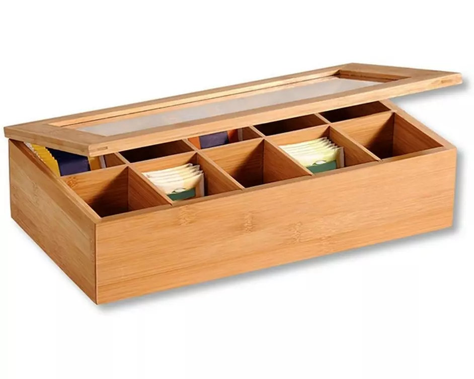 Kesper Teebeutel-Box Bambusholz Kunststoff Braun 10 Fächer