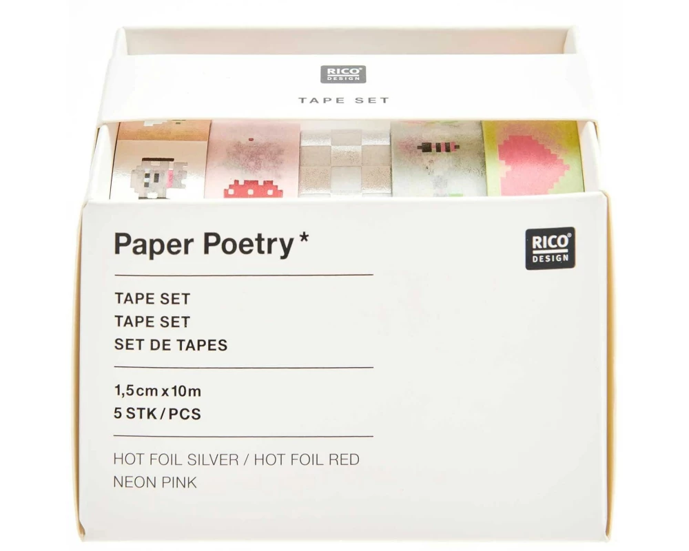 Rico Design Washi Tape Futschikato Pixel 5 Stück, Mehrfarbig, 10 m