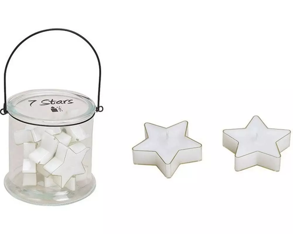 G. Wurm Weihnachtswindlicht mit 7 Sternkerzen Weiss,