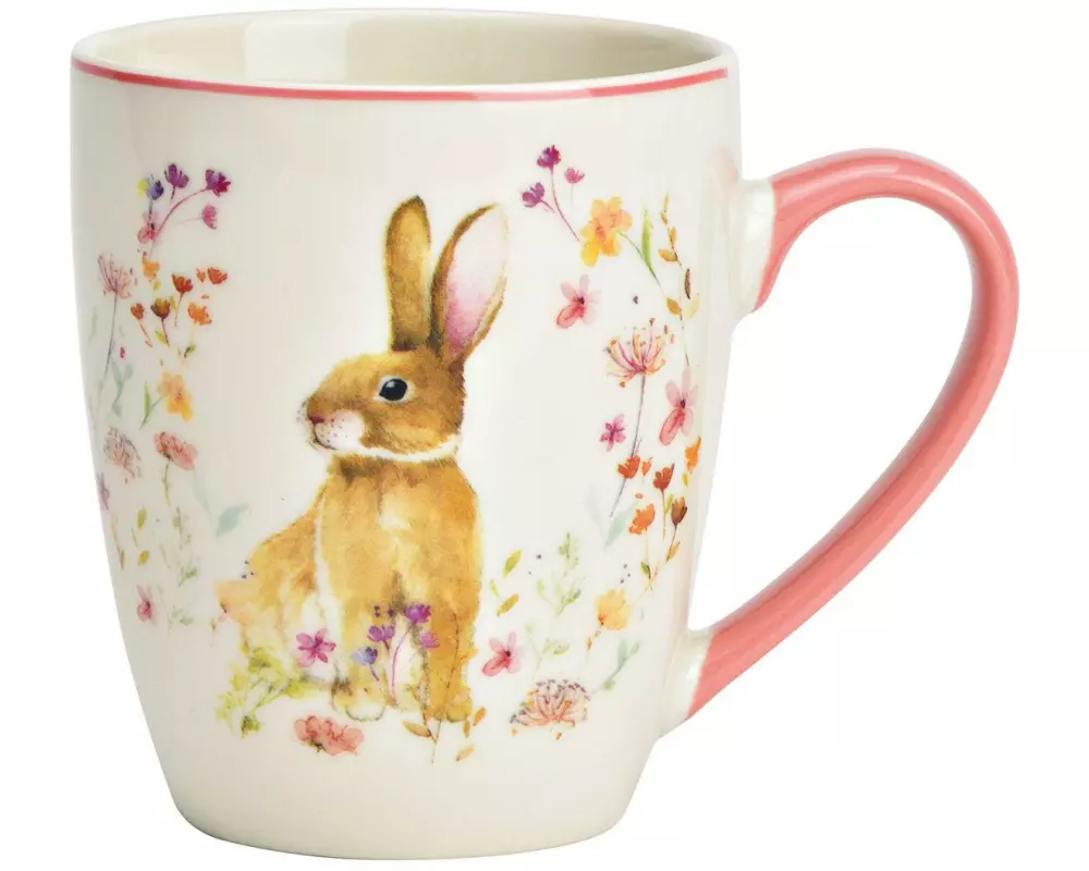 G. Wurm Tasse Hase 360 ml, Rosa/Weiss