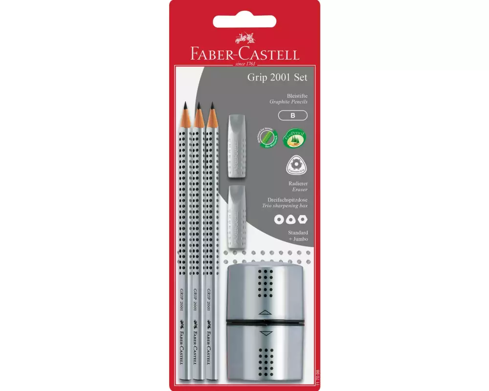 Faber-Castell Bleistift Grip 2001 Set B, 3 Stück