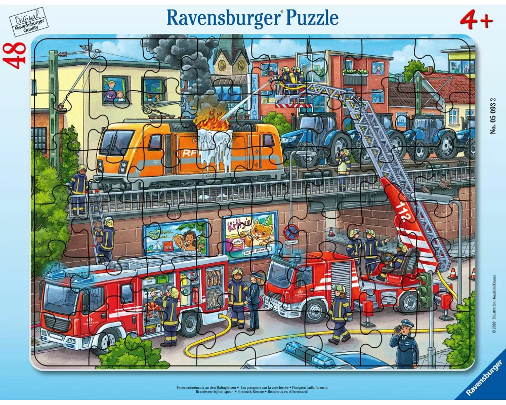 Kinderpuzzle 48 Teile - Feuerwehreinsatz an den Bahngleisen