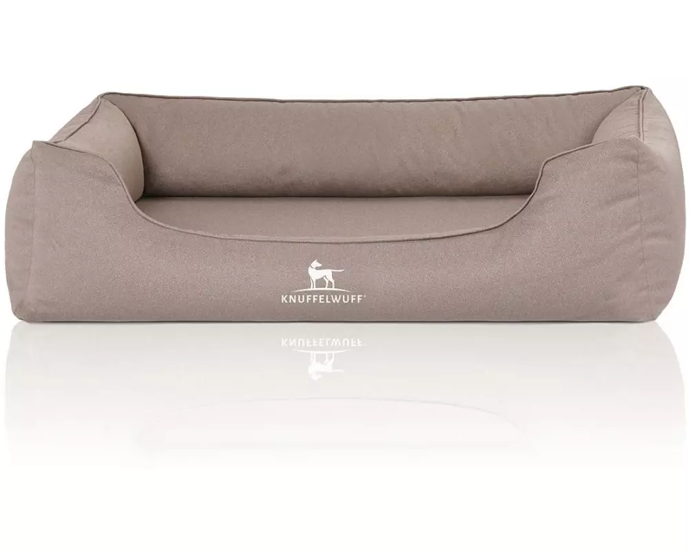 Knuffelwuff Hunde-Bett Leon Velour XXL, 120 x 85 cm, Beige/Grau