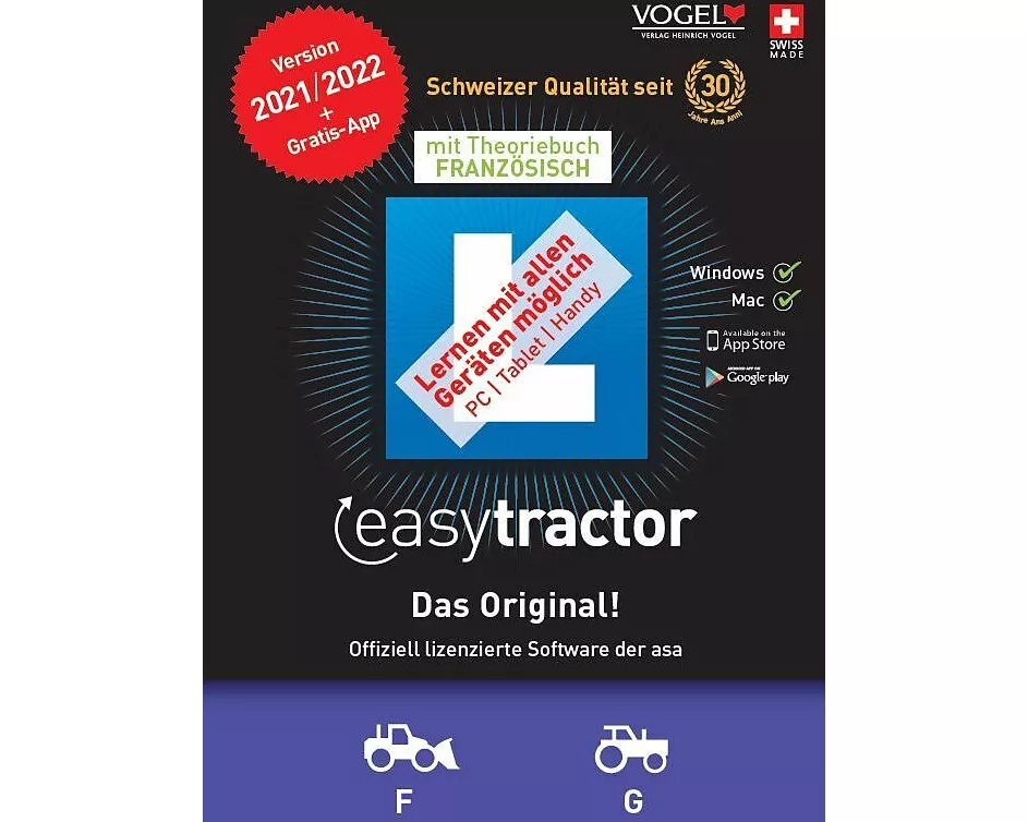 easytractor. Version 2021. Software mit Theoriebuch Französisch