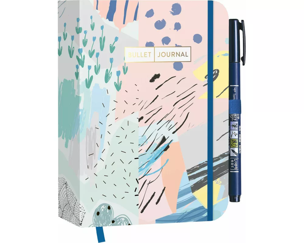 Pocket Bullet Journal "Abstract Art" mit Original Tombow Brush Pen Fudenosuke in schwarz