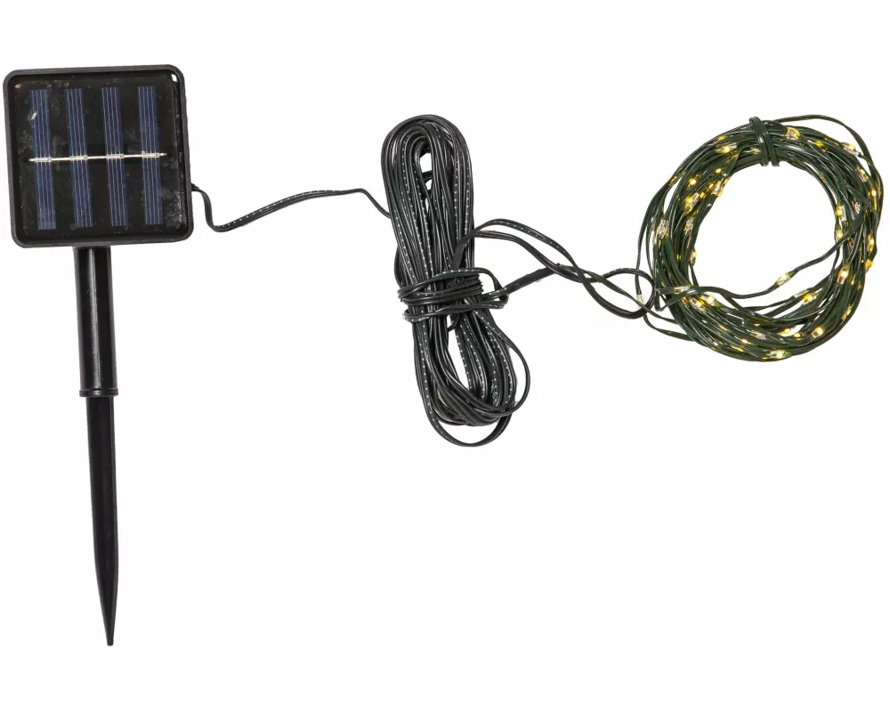 Star Trading Lichterkette Solar Dew Drop Micro, 100 LEDs, 740 cm, Grün