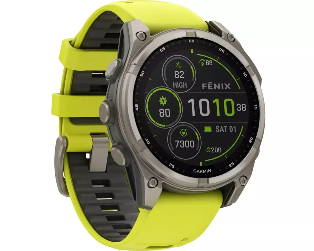 GARMIN Sportuhr Fenix 8 Solar Sapphire, 47 mm Gelb