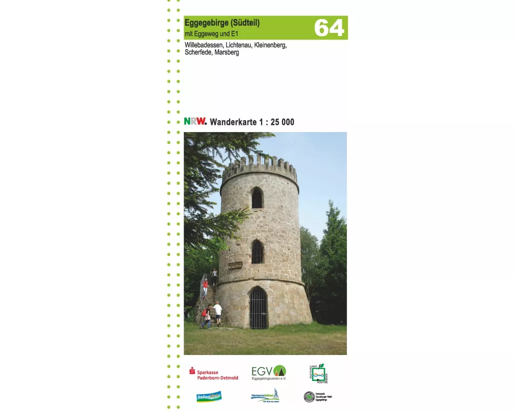 Eggegebirge (Sdteil) mit Eggeweg und E1 Blatt 64, topographische Wanderkarte NRW