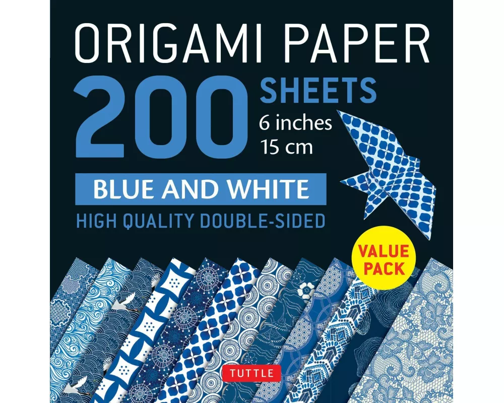 Origami Paper 200 sheets Blue and White Patterns 6" (15 cm)