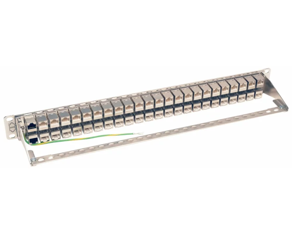 EATON TRIPPLITE 48-Port, 1U Rack-Mount, STP, Shielded, Cat6a, Feedthrough, Patch Panel, RJ45, Ethernet, TAA