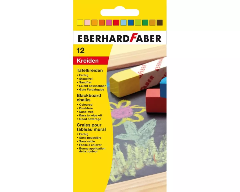 Eberhard Faber Wandtafelkreide Farbig, 12 Stück