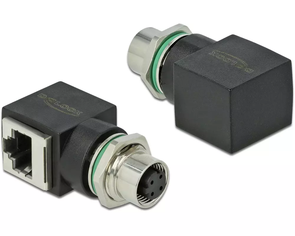 Delock Winkeladapter M12 4 Pin zu RJ45 Buchse 1 Stück
