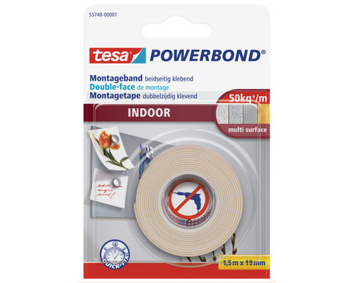TESA Powerbond Indoor 19mmx1.5m 557400000 Montageband, doppelseitig
