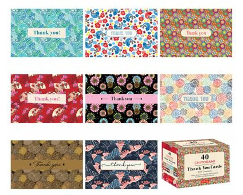 Chiyogami, 40 Thank You Cards with Envelopes