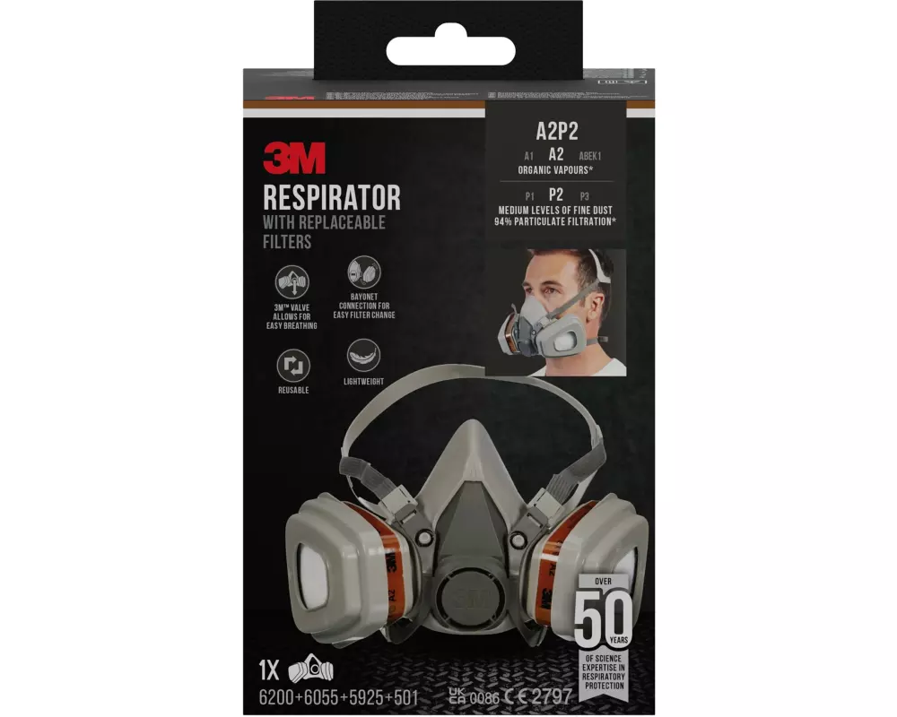 3M Farbspritzmaske 6002C inkl. Ersatzfilter A /FFP2