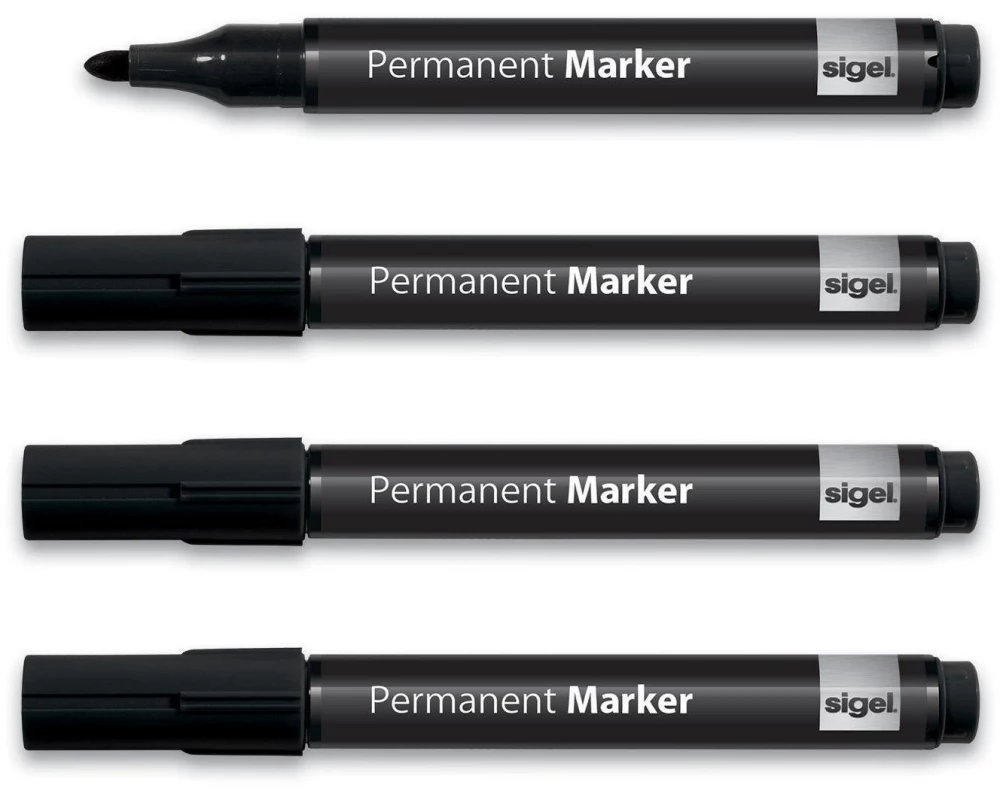 Sigel Permanent-Marker 4 Stück, Schwarz