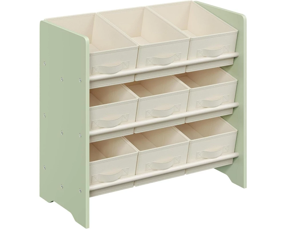 Songmics Ablageregal mit 9 Boxen 62.5 cm x 60 cm, Weiss/Grün