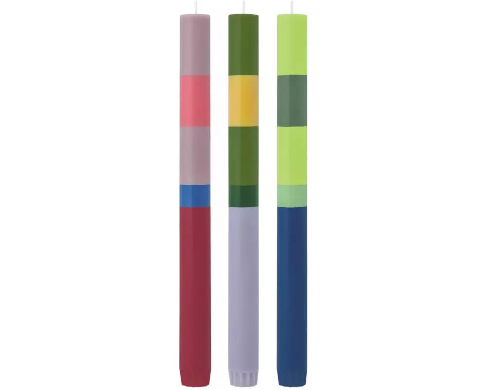 Remember Stabkerze Milano 26 cm x 22 cm, Mehrfarbig, 3 Stück