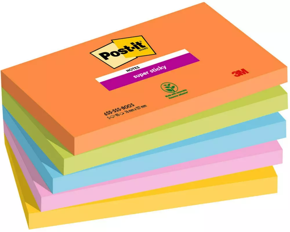 Post-it Notizzettel Super Sticky Boost Collection 7.6 x 12.7 cm