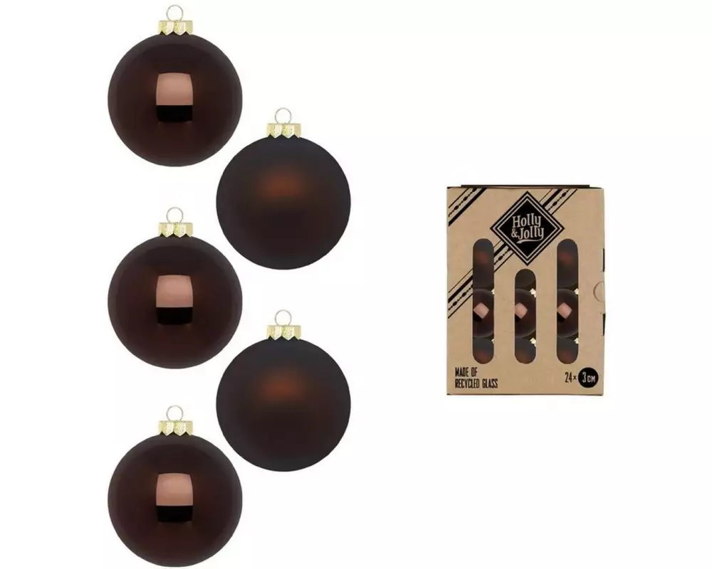 Holly & Jolly Weihnachtskugel Choccy Mocha Ø 3 cm, 24 Stück