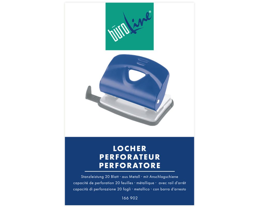 BÜROLINE Bürolocher 166902 blau 20 Blatt