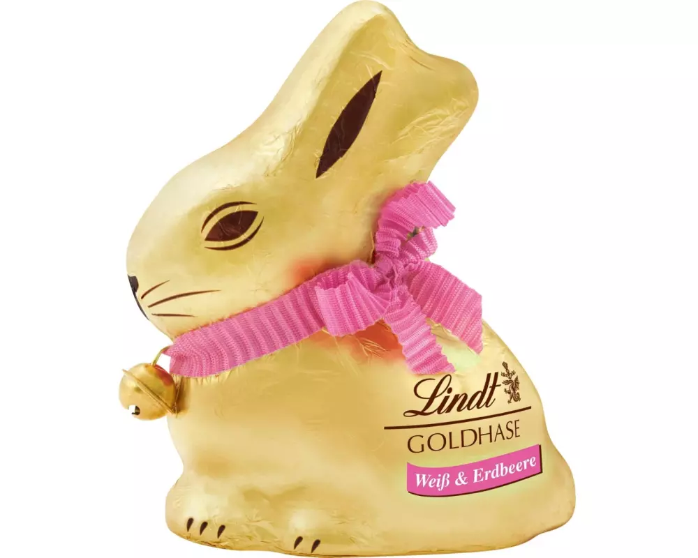 Lindt Schokolade Goldhase weiss Erdbeere 100 g