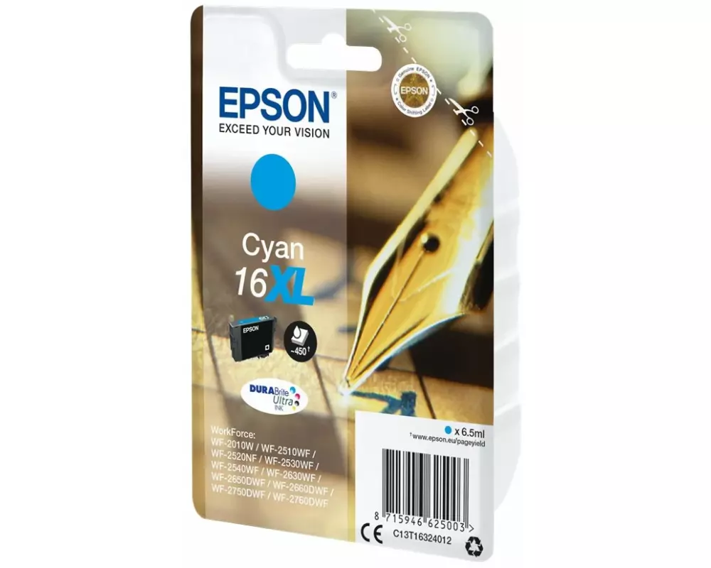 Epson 16XL Ink cyan high Capacity 6.5ml 450 pages blister